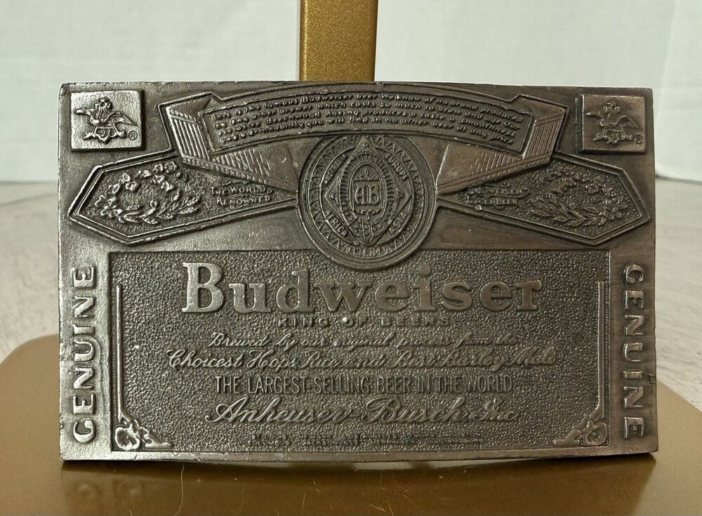 1976 Budweiser King of Beers Metal Belt Buckle Anheuser-Busch Advertising VTG